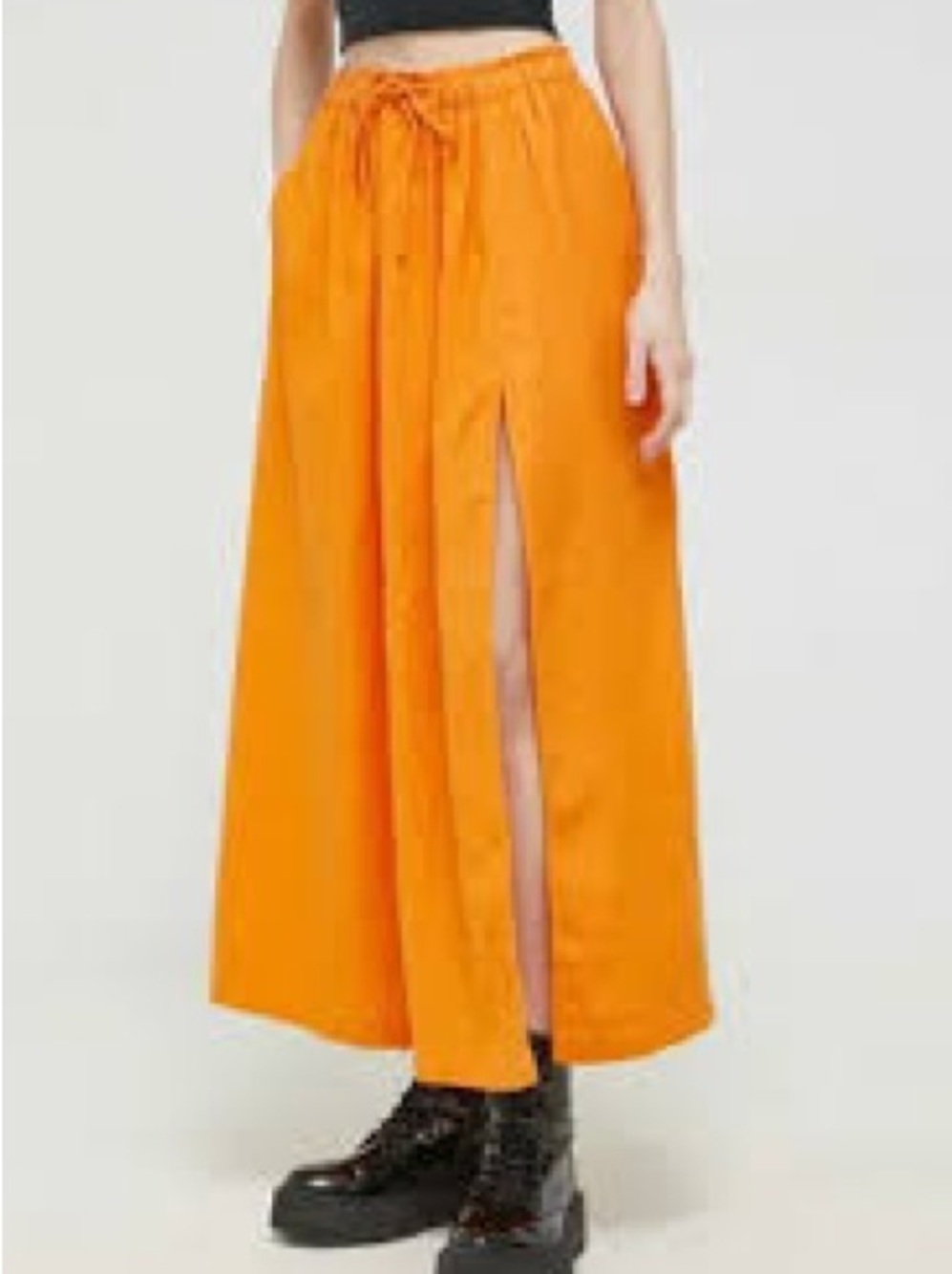 Abercrombie & Fitch Orange Linen Maxi Skirt Built-In Shorts High Slit S